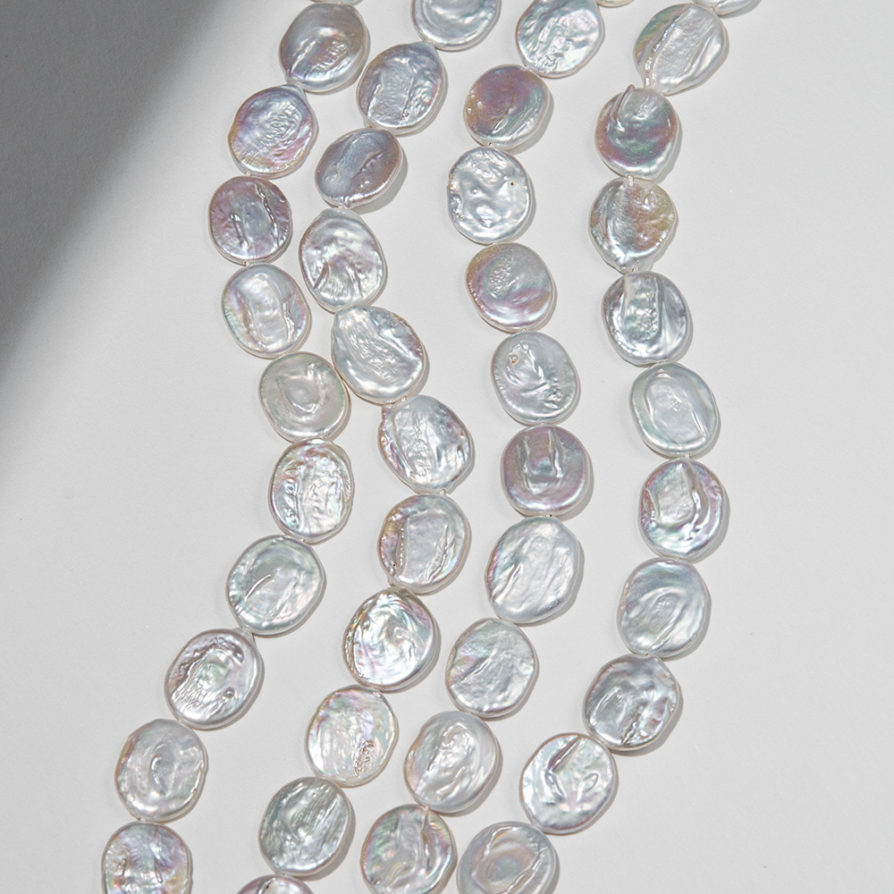 Жемчуг культивированный в форме овала, серый, 17*14мм