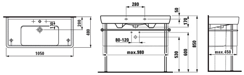 8139580001041 УМЫВАЛЬНИК-СТОЛЕШНИЦА LAUFEN PRO 105