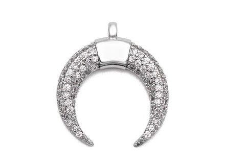 Подвеска Лунница, 18.5мм со стразами