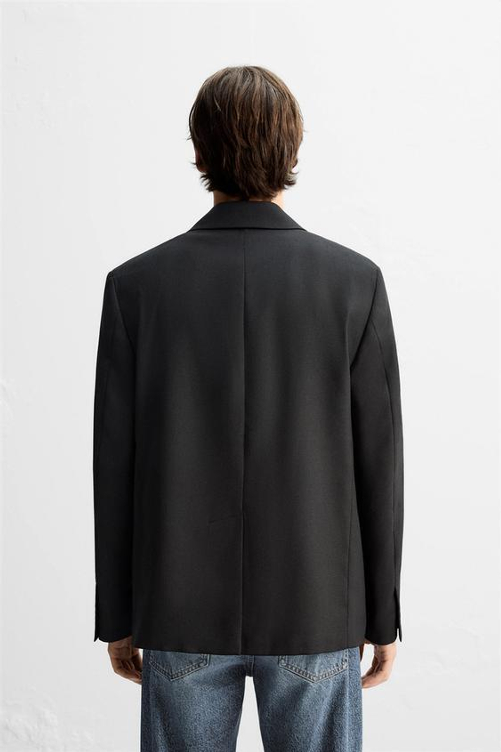 ZARA БЛЕЙЗЕР RELAXED FIT, ЧЕРНЫЙ