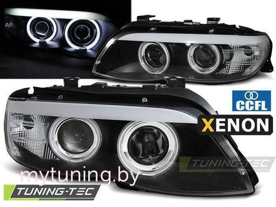 Передние фары XENON ANGEL EYES CCFL BLACK для BMW X5 E53 LCI