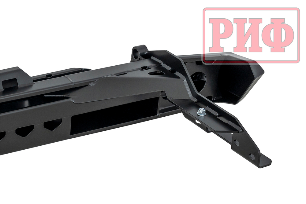 Бампер силовой задний Toyota Hilux 2005-2014 с квадратом под фаркоп и фонарями РИФ