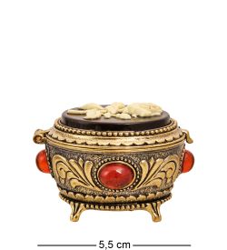 AM-3266 Шкатулка «Винтаж Роза» (латунь, янтарь)