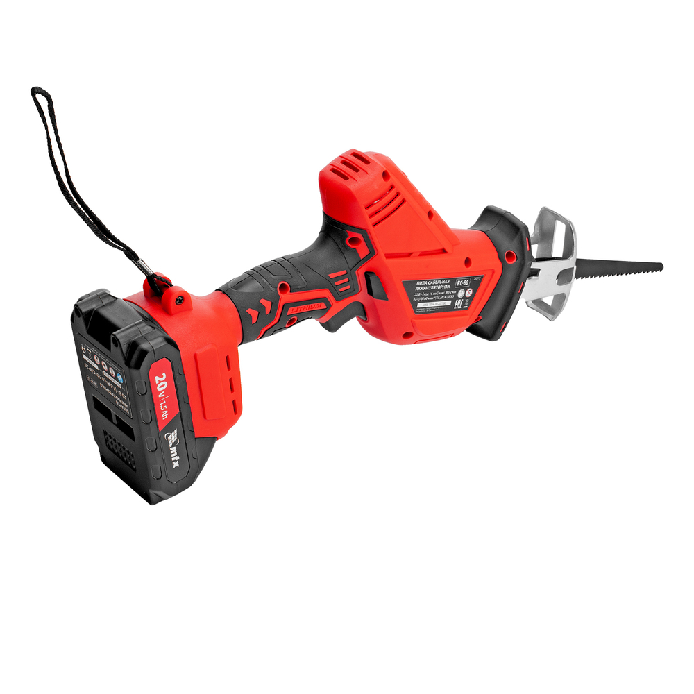 Пила сабельная аккумуляторная RС-80, Li-Ion, 20 В MTX
