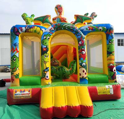 Коммерческий надувной батут «Динопарк 2» с крышей, 6*4*4,3 м