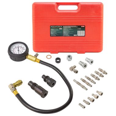 Тестер компрессии дизельного двигателя в наборе с резьбовыми адаптерами, (0-70 bar),19пр.в кейсе. RockForce##Rock FORCE RF-917G2