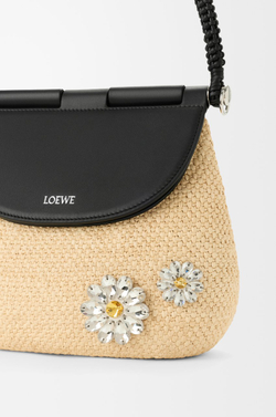 Loewe Средняя сумка Pescador из рафии и телячьей кожи, натуральный/черный