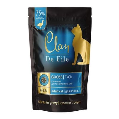 Влажный корм для кошек CLAN De File Гусь с клюквой в соусе, пауч 85 г