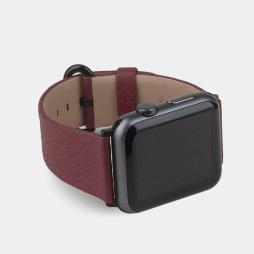 Ремешок для Apple Watch  44/45/46 mm из кожи теленка, бордового цвета