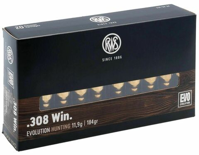 Патрон .308 Win RWS пуля EVO 11,9 г, коробка 20 шт.