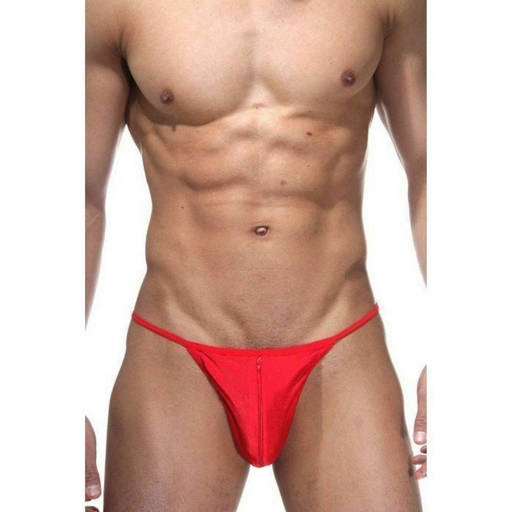 Трусы мужские стринги красные с молнией спереди La Blinque LB15020