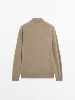 Massimo Dutti Свитер из смесовой шерсти с воротником поло, хаки