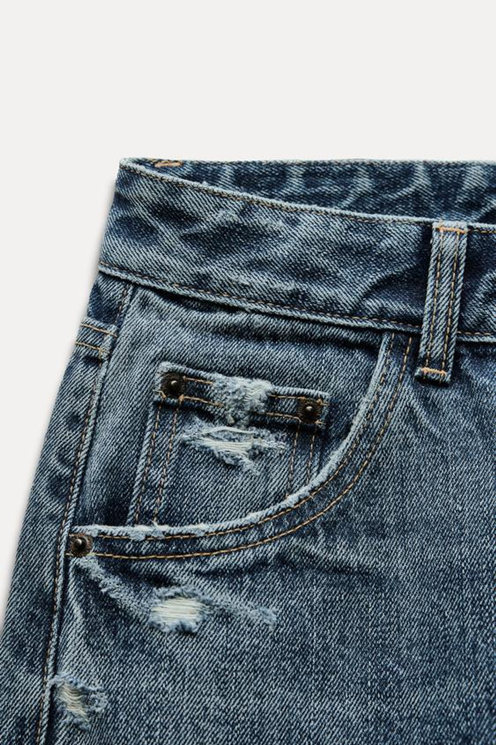 ZARA ДЖИНСЫ TRF С ВЫСОКОЙ ПОСАДКОЙ, СИНИЙ