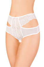 Высокие эротические трусики с ажурными вырезами (42-44) (Цвет: белый)