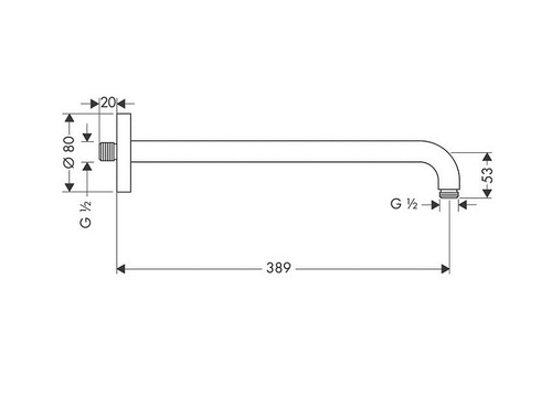 Держатель верхнего душа Hansgrohe 389 мм, ½’, хром (27413000)