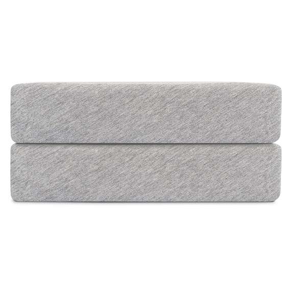 Простыня на резинке из хлопкового трикотажа серого цвета из коллекции essential