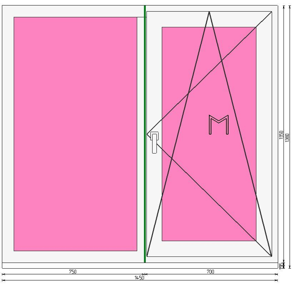 Пластиковое окно 1350 х 1450 ТермА Эко + Москитная сетка