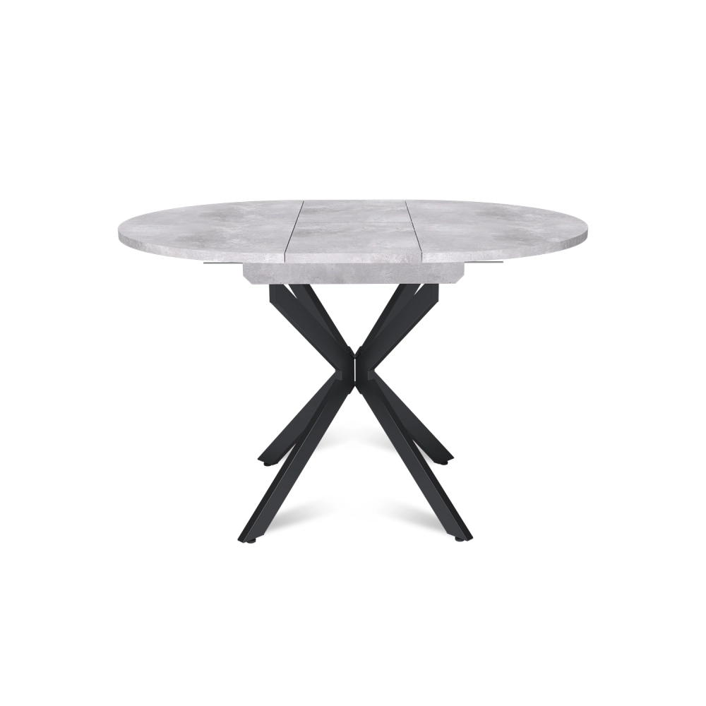 Стол круглый раздвижной Твист (90+30) цемент светлый / опоры черные