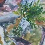 Картина авторская акварельная в паспарту 21х30 см на стену для интерьера "Берег Ладоги"