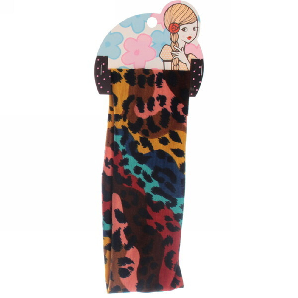 Повязка на голову «Britney Room», принт крупный леопард, микс 6 цветов, 20*7см