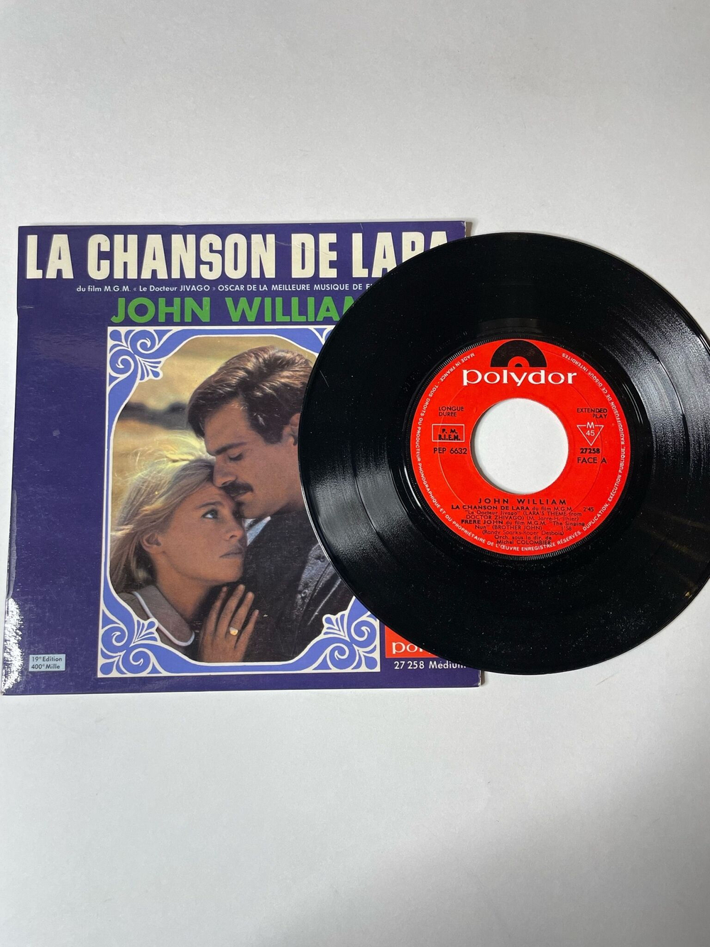 Винтажная виниловая пластинка LP John William La Chanson De Lara (France 1966) 7 дюймов