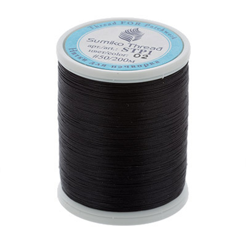 Нитки "SumikoThread" для пэчворка 50 STP1 100% хлопок 219 я 200 м №02 черный