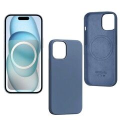 Силиконовый чехол (MagSafe + анимация NFC) Silicon Case для iPhone 15 (6.1") (Бледно-синий) с магнитом Premium
