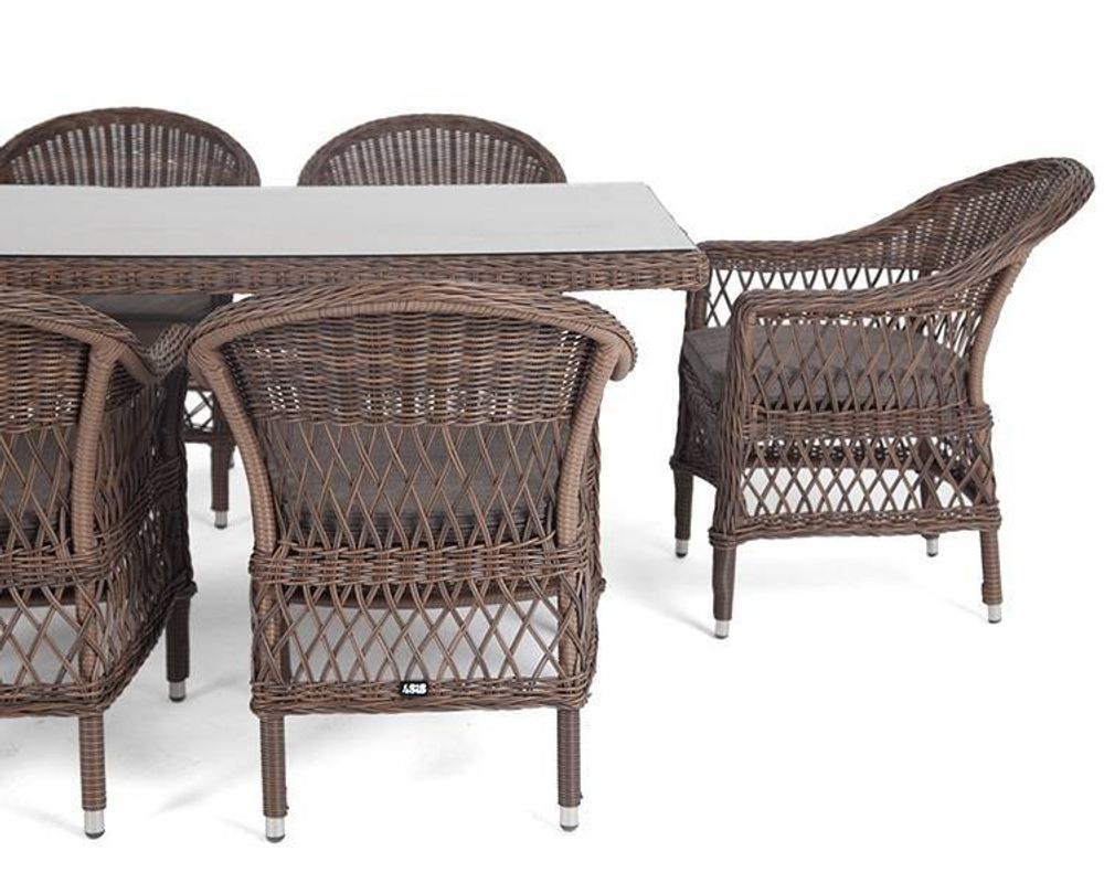 "Амароне" обеденная группа из искусственного ротанга на 6 персон, цвет коричневый