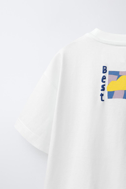 ZARA ФУТБОЛКА С ГРАФИЧЕСКИМ ПРИНТОМ, БЕЛЫЙ