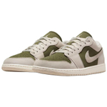Jordan Air Jordan 1 Cushioning Low top Vintage Basketball Shoes Unisex Olive Green/Sail White