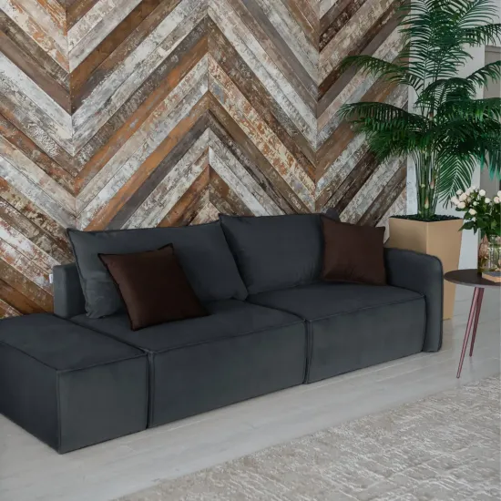 ПОРТЛЕНД Диван прямой с банкеткой серый