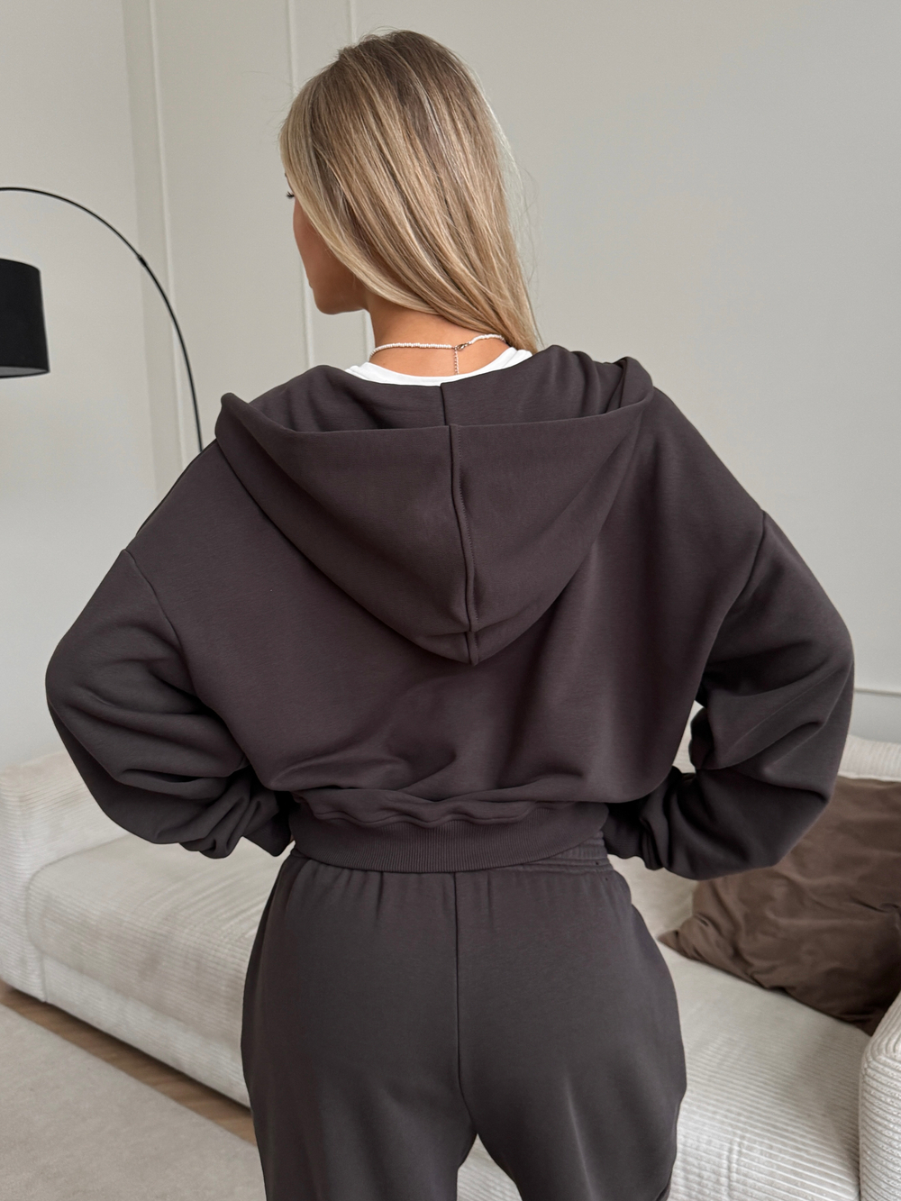 Костюм худи + брюки коричневый