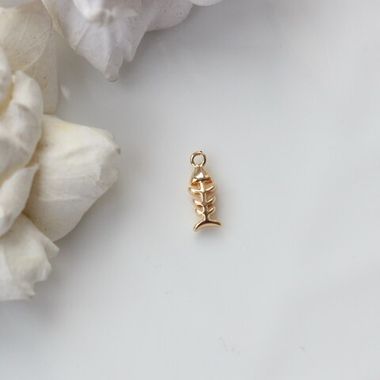 Подвеска Скелет рыбки 13*5 мм, позолота, П252