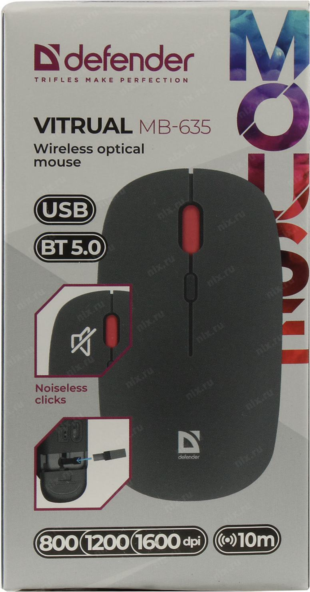 Defender Vitrual Wireless Optical Mouse &lt;MB-635&gt; (RTL)  USB/Bluetooth  4btn+Roll &lt;52635&gt;
