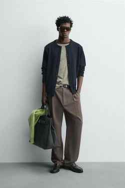 ZARA КАРДИГАН ИЗ ХЛОПКА КЛАССИЧЕСКОГО КРОЯ, МОРСКОЙ ТЕМНО-СИНИЙ