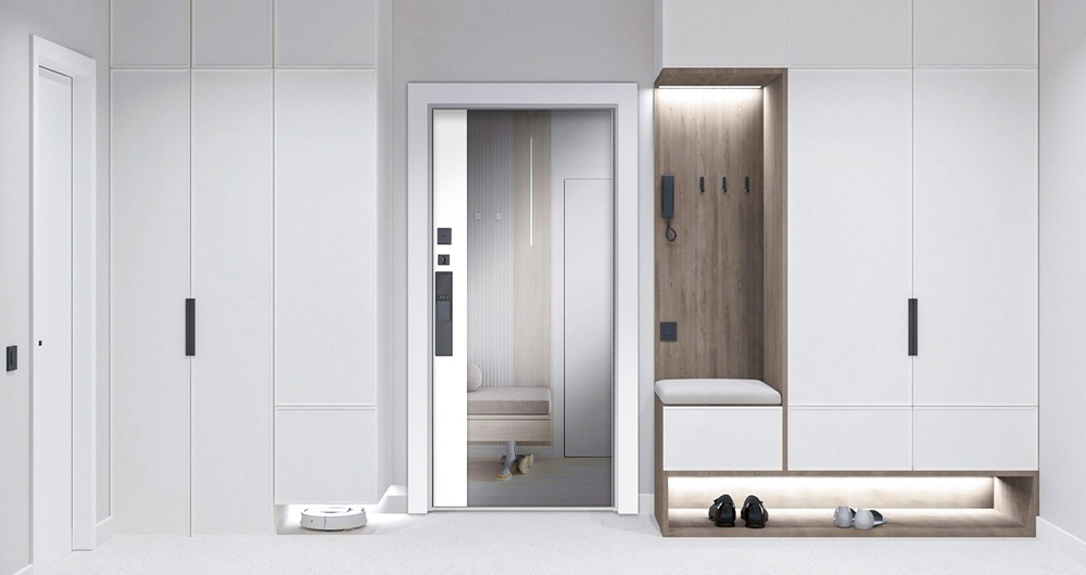 Стальная дверь "Plata" с зеркалом