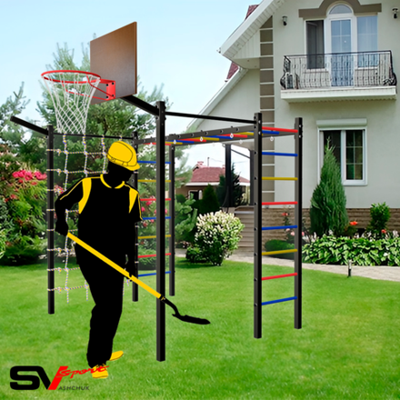 Монтаж уличной шведской стенки Sv Sport Рукоход (6 вертикальных столбов)