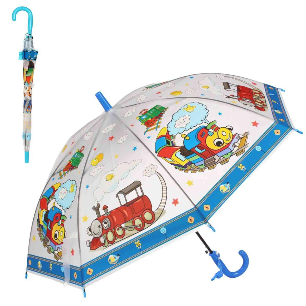 Зонт 66 см Машинки со свистком, д-84 см, разноцветный принт (50 диаметр фабрик), с-30163