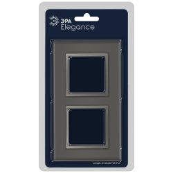 Рамка для розеток и выключателей ЭРА Elegance 14-5102-16 на 2 поста, стекло, титан | Эра Elegance