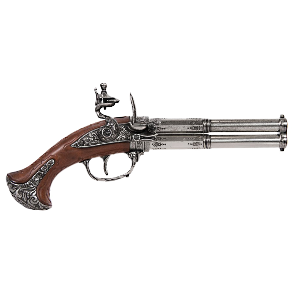 Denix Пистоль 2х-ствольный системы флинтлок 18 века