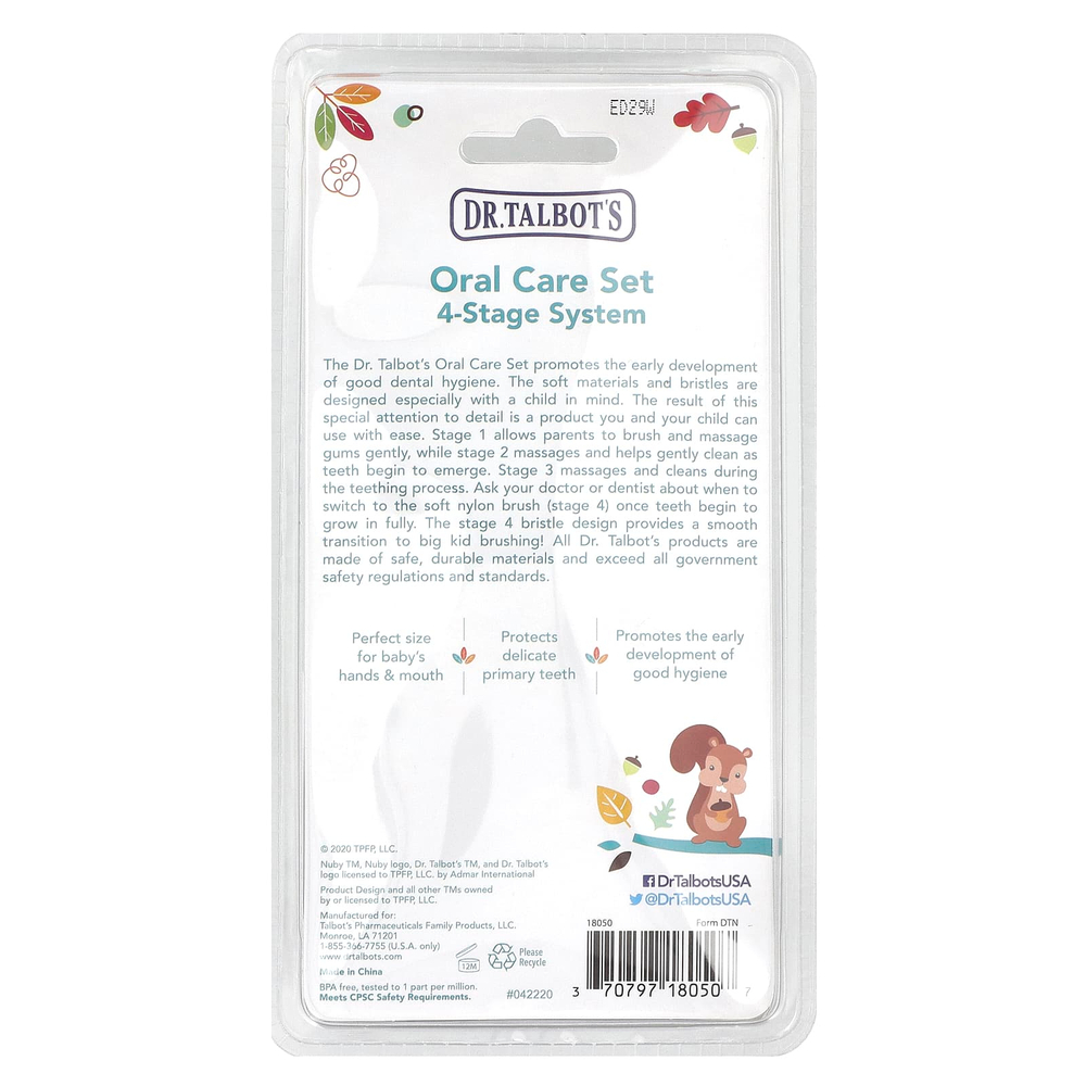 Dr. Talbot's, Набор для ухода за полостью рта, 4-этапная система, от 0 месяцев, набор из 4 предметов