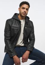 Куртка men's straight biker jacket with det. jersey hood MU-M23-77-1000