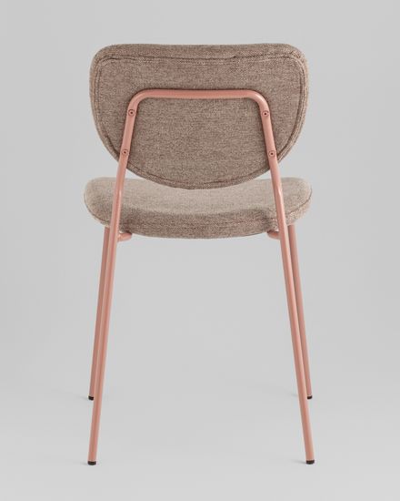Стул обеденный Gigi шенилл коричневый розовые ножки