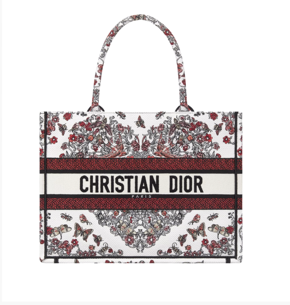 Сумка Dior Book Tote Dioramour средняя, вышивка Cœur des Curiosités, хлопок, Италия