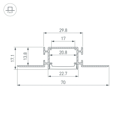 Профиль FANTOM-BENT-W23-TOP-2000 ANOD (Arlight, Алюминий) 040347(1)