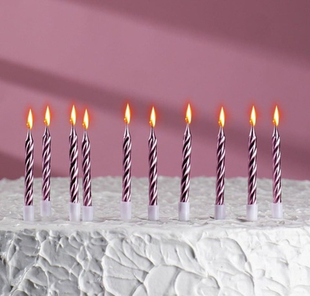 Набор свечей для торта, розовое золото, 5 см 10 шт