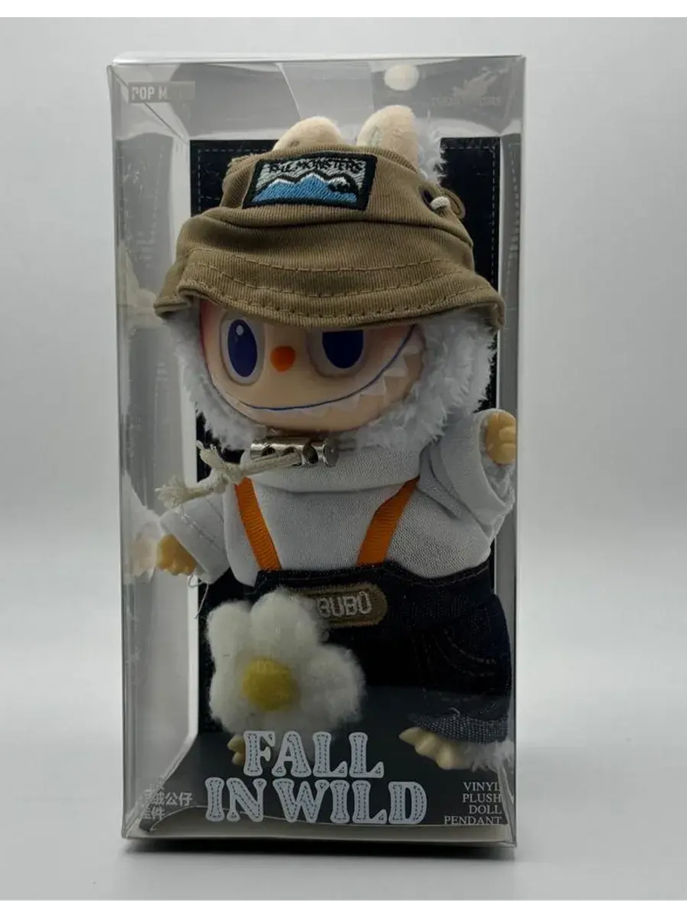 Мягкая игрушка Лабубу белый в Панаме с Ромашкой