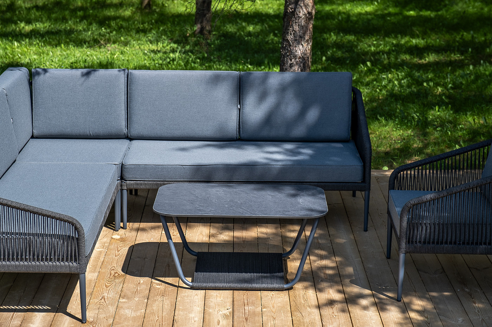 "Канны" модульная угловая лаунж-зона из роупа (веревки), цвет темно-серый