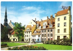 Почтовая открытка СССР Сквер у филармонии. Рига