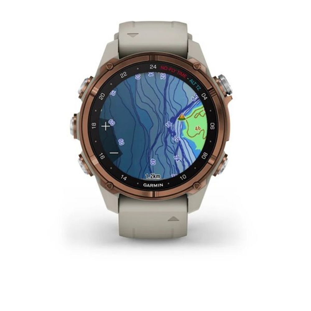 Умные часы Garmin Descent MK3i - 43 мм Бронзовый титан с PVD-покрытием, силиконовый ремешок французского серого цвета и трансивер Descent T2